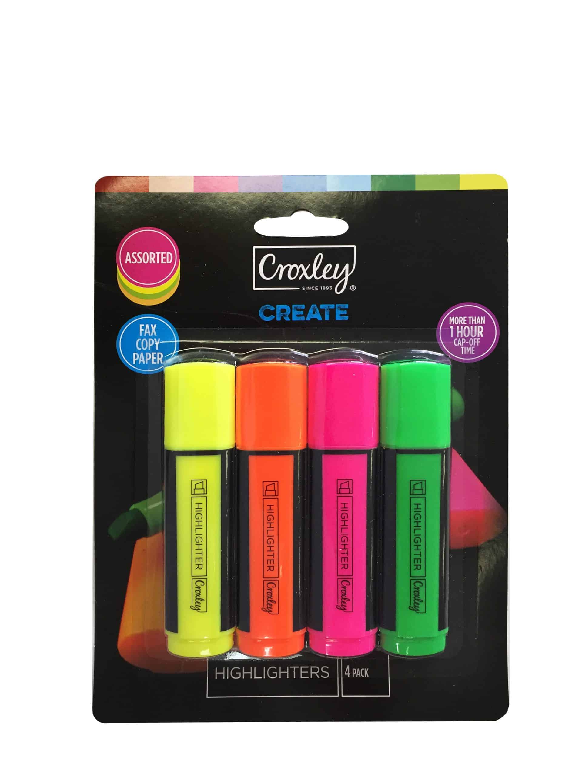 CROXLEY Create Highlighters Wallet Of 4 Assorted Park Avenue Stationers