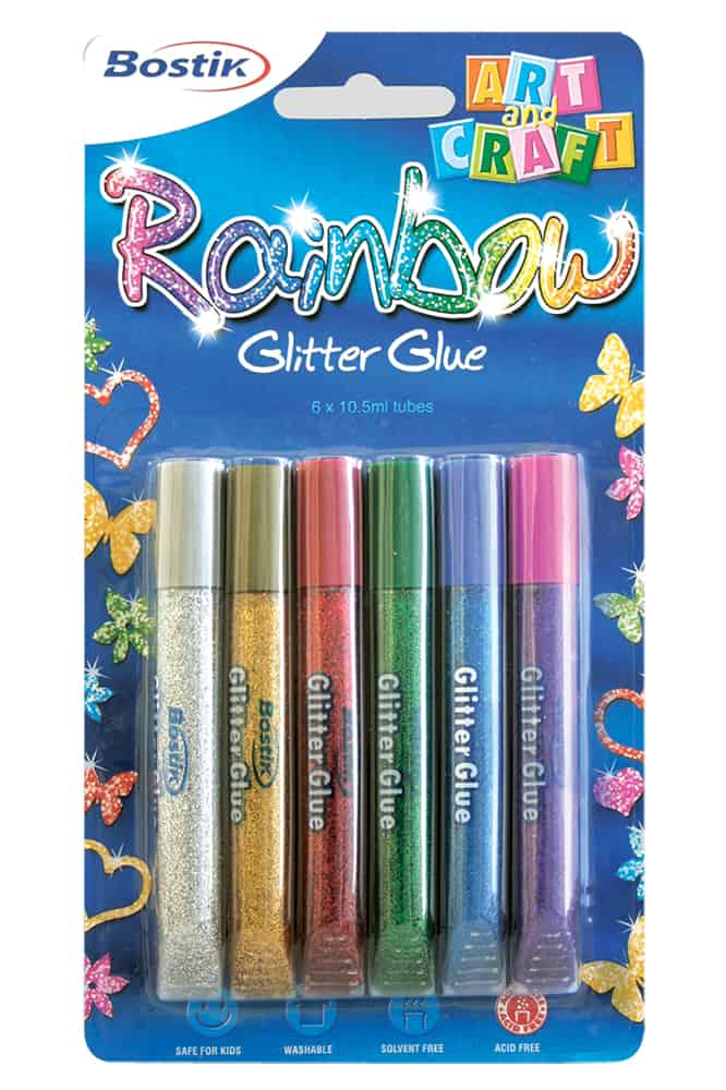 Bostik Rainbow Glitter Glue 6 X 10,5mℓ B/c Park Avenue Stationers