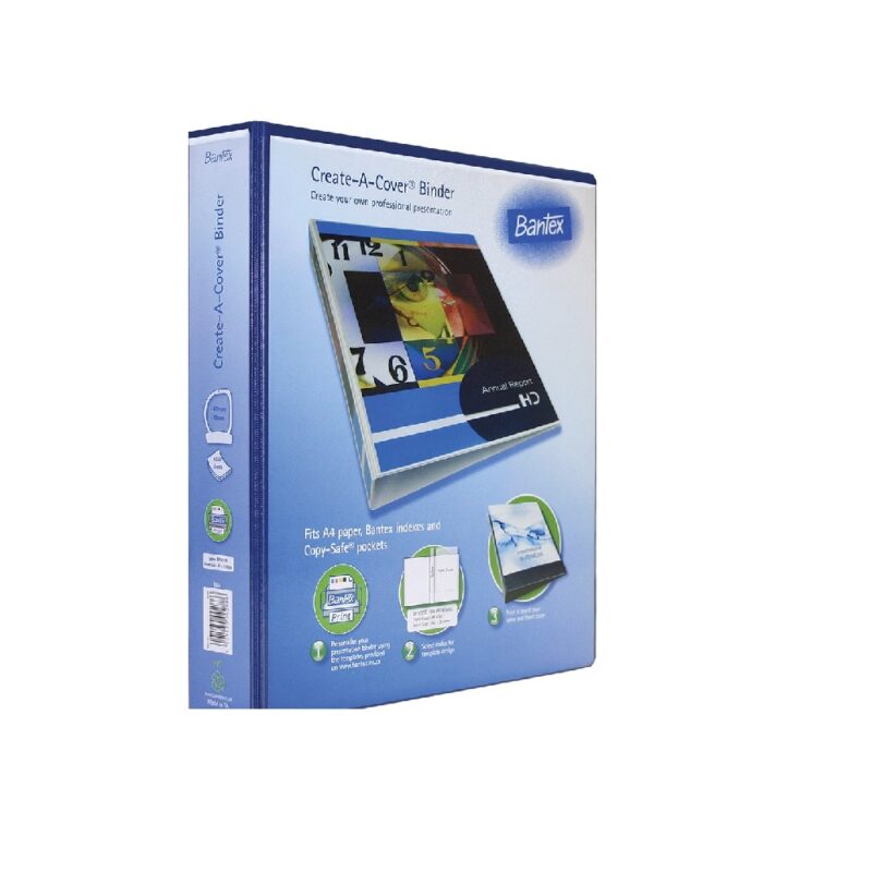 Bantex Presentation Binder PVC A4 -  4 D-ring. 40mm. blue