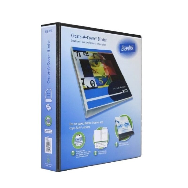 Bantex Presentation Binder PVC A4 - 4 D-ring. 40mm. Blk