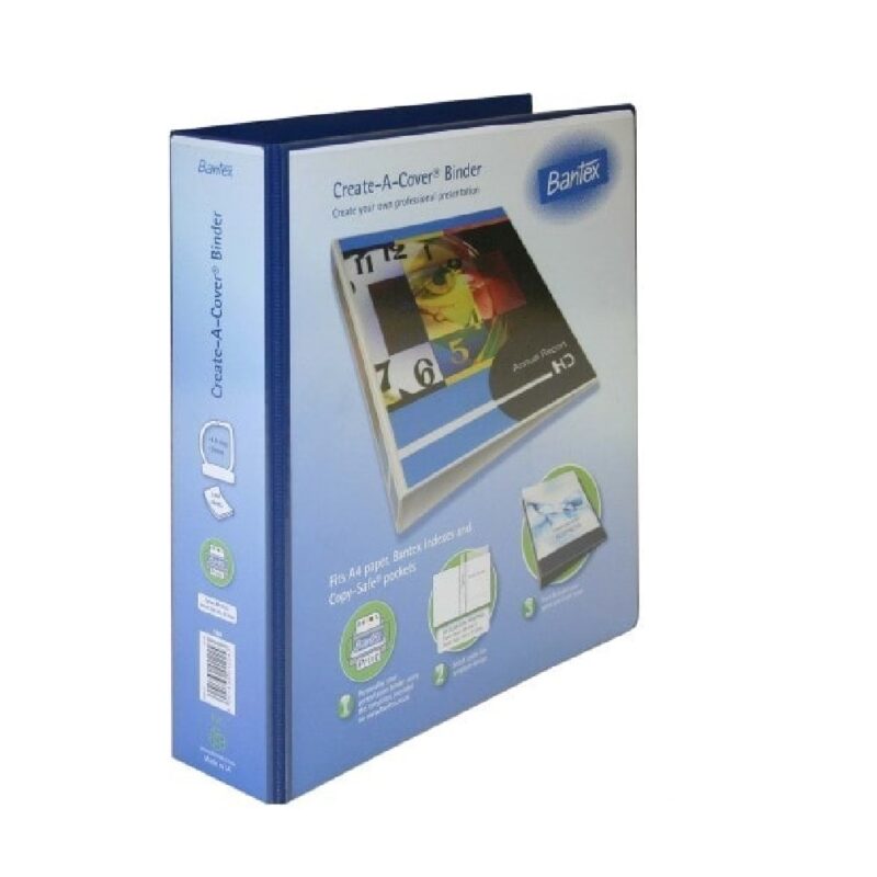 Bantex Presentation Binder PVC A4 -  4 D-ring. 50mm. Blue