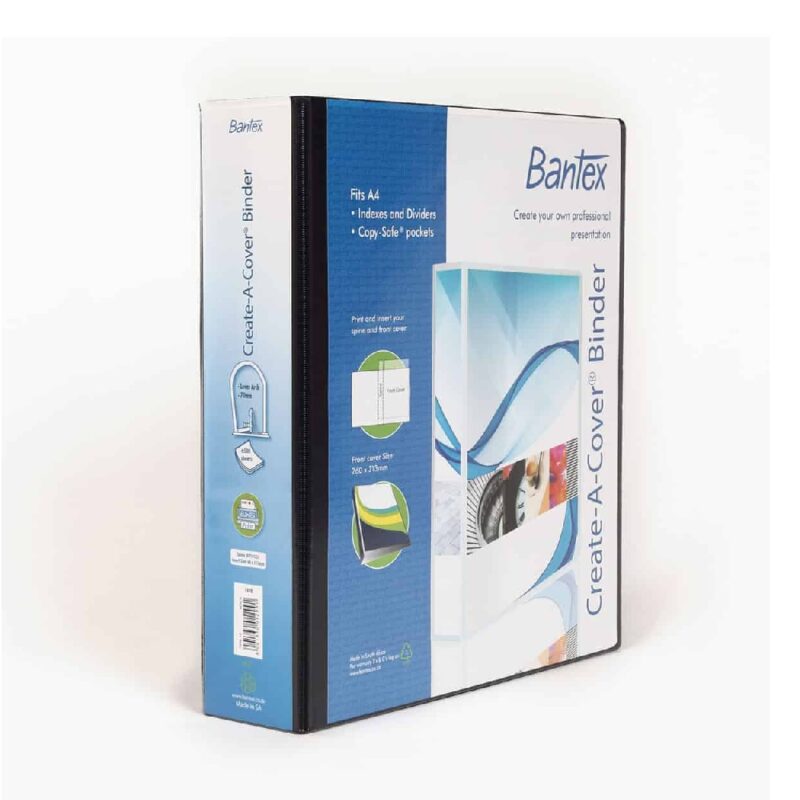 Bantex A4 - Presentation lever arch file. Clear front and spine. 70mm.