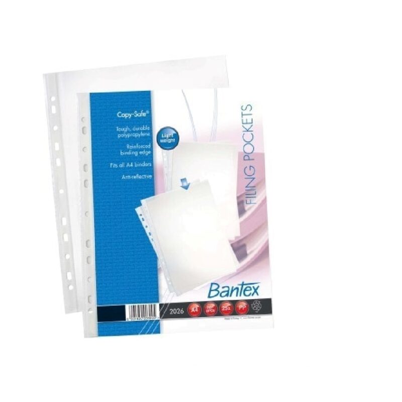 Bantex A4 'Copy-Safe' PP pocket, 50 micron (25 p/p)