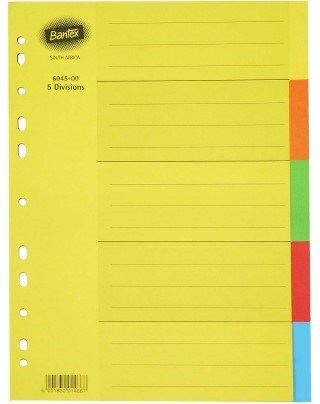 5 Star Subject Dividers Multipunched Manilla Board 5-Part