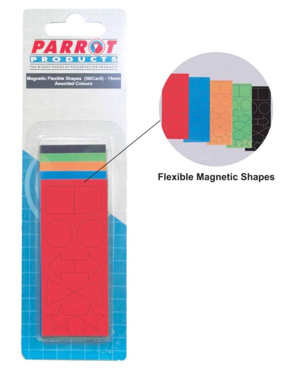 MAGNETIC FLEXIBLE SHAPES 15MM (50 PACK) ASSORTED