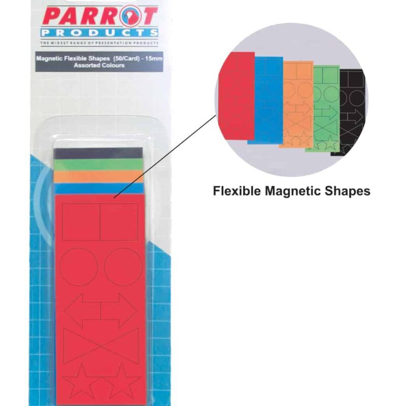 MAGNETIC FLEXIBLE SHAPES 15MM (50 PACK) ASSORTED