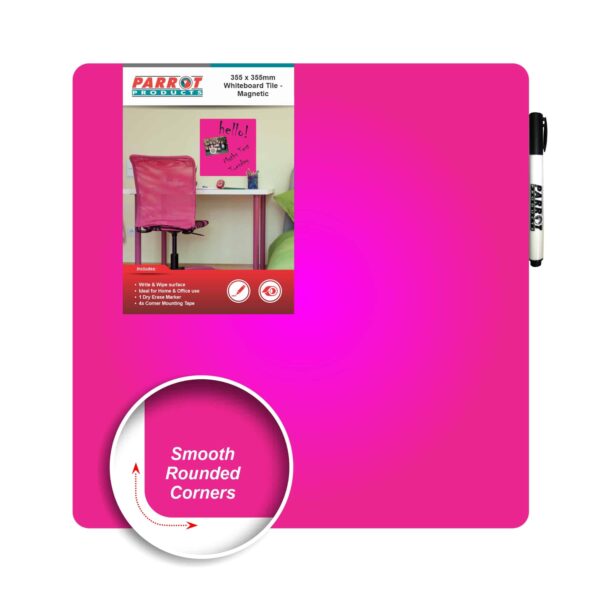 WHITEBOARD TILE MAGNETIC 355x355mm PINK
