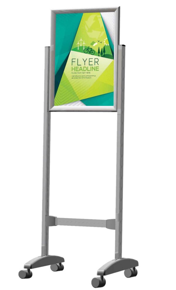 STAND POSTER FRAME CASTORS DOUBLE SIDED A1