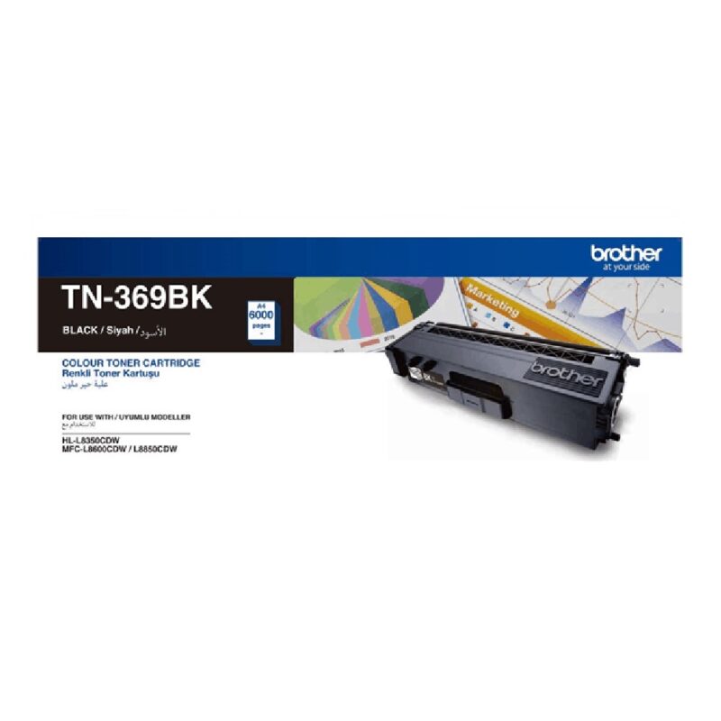 TN-369BK High Yield Black Toner Cartridge for HLL8350CDW MFCL8600CDW MFCL8850CDW BROTHER