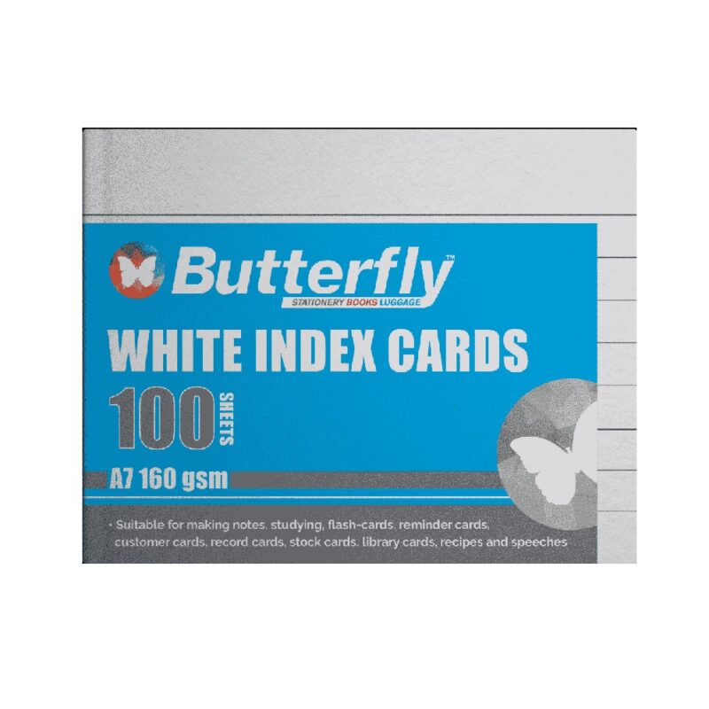 A6 WHITE INDEX CARDS (100) Butterfly