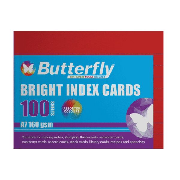 A7 BRIGHT INDEX CARDS (100) Butterfly