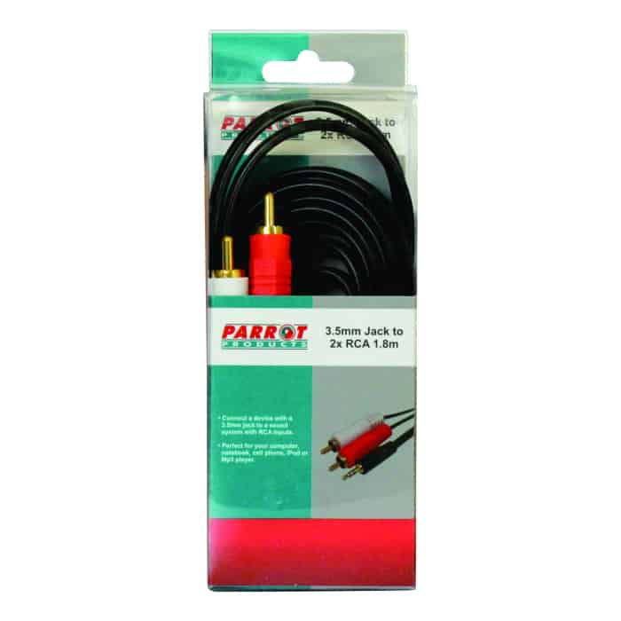 CABLE - AUDIO 3.5MM JACK - TWO MALE RCA 1.8M