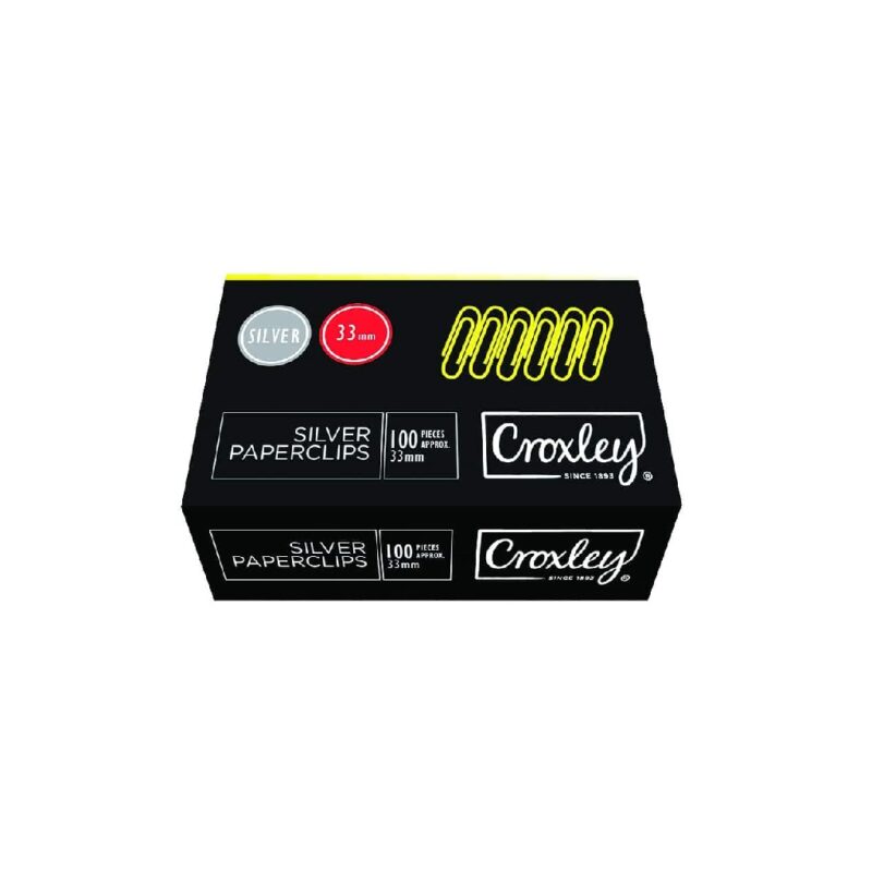 CROXLEY 33mm Silver Paper Clips 100's Each