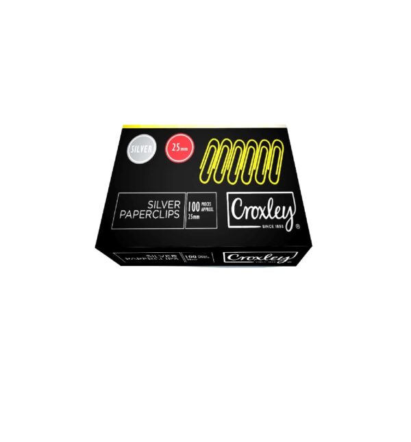 CROXLEY 25mm Sm/Silver Paper clips Box100 Each