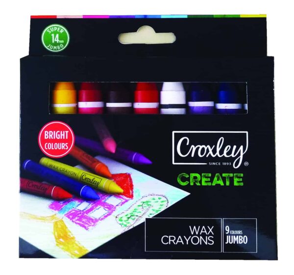 CROXLEY CREATE 14mm Jumbo Wax Crayons (Box of 9 Assorted Colours) (Box of 12 Boxes of 9)