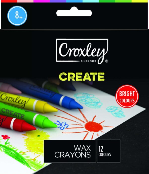 CROXLEY Create 8mm Wax Crayons Box of 12