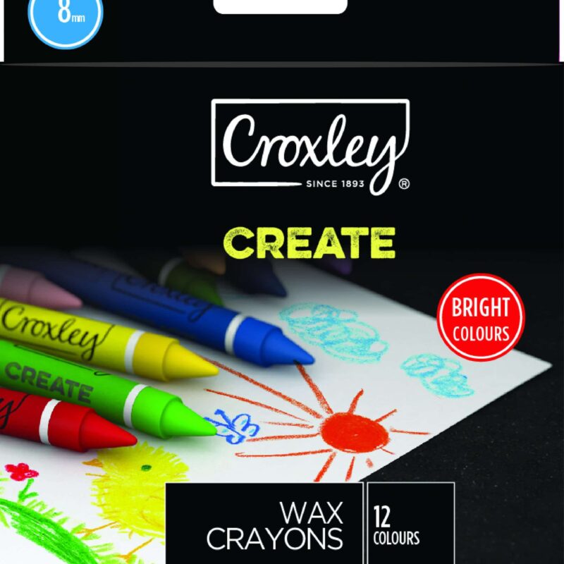 CROXLEY Create 8mm Wax Crayons Box of 12