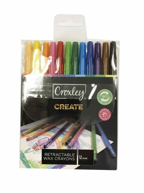 CROXLEY CREATE Retractable Wax Crayons (Box of 12 Wallets of 12 Colours)