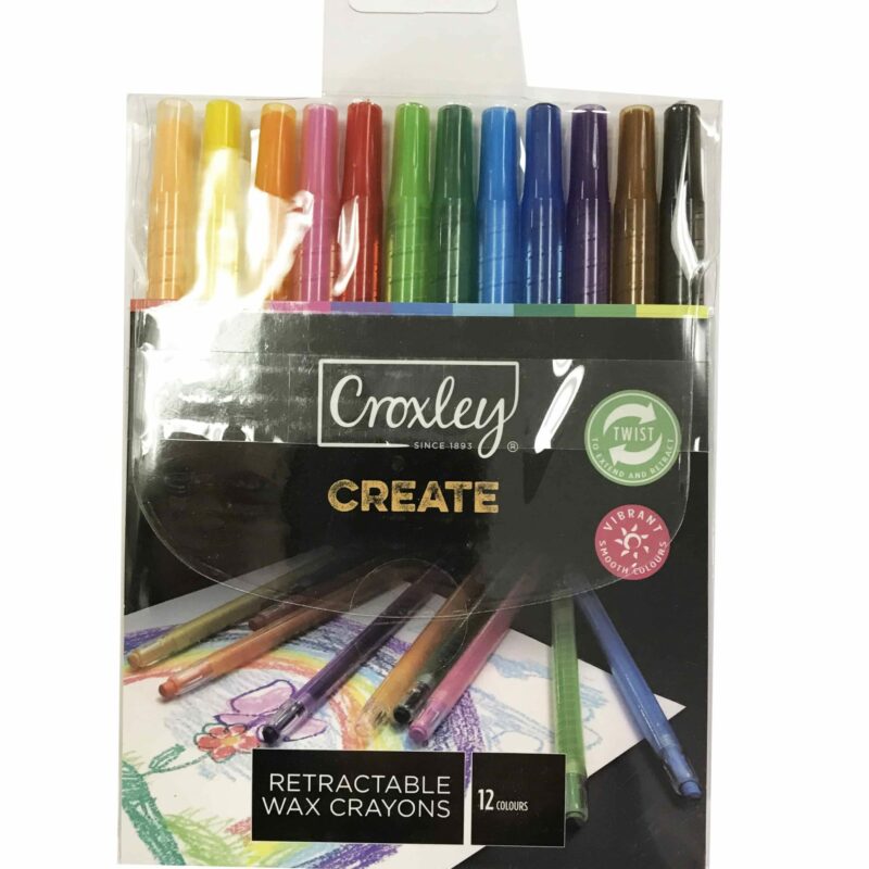 CROXLEY CREATE Retractable Wax Crayons (Box of 12 Wallets of 12 Colours)