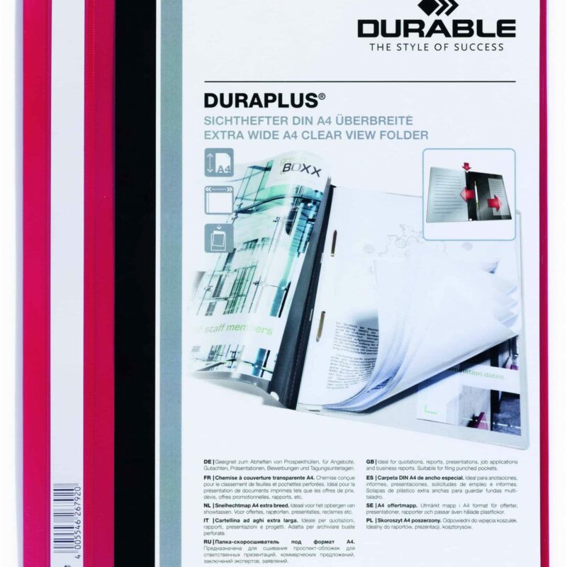 DURABLE A4 Duraplus Quote Folder - Red Each