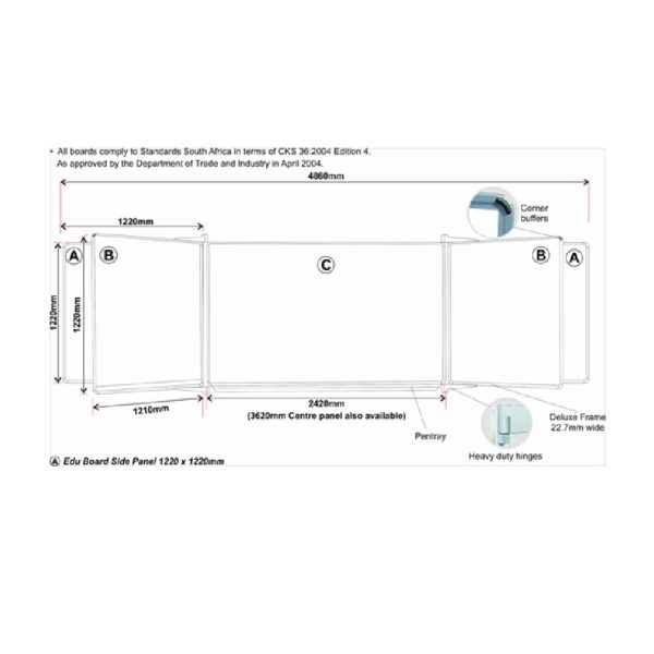 Edu Bd S/leaf 1220*1210 Mag White Squares 1 Side