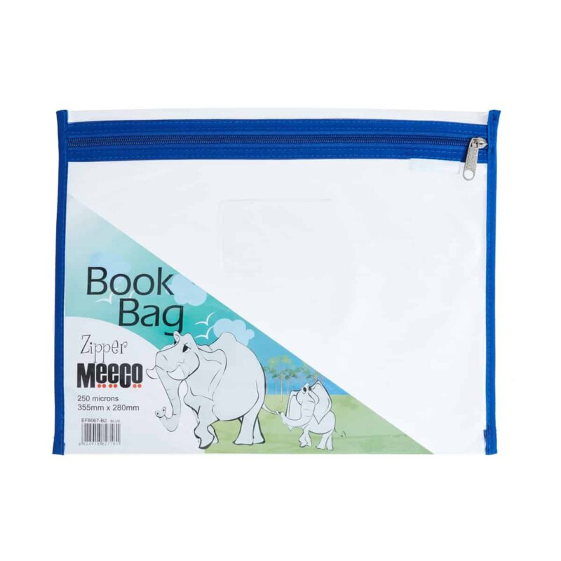 MEECO BOOK BAG ZIP BLUE