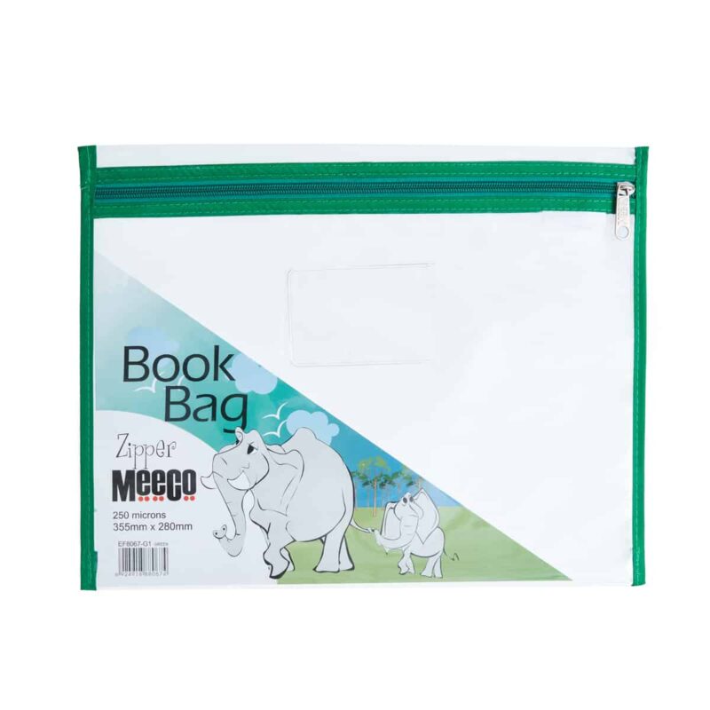 MEECO BOOK BAG ZIP GREEN