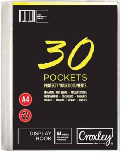 CROXLEY Display File 30 Pocket A4 - Hard Case Cover Each