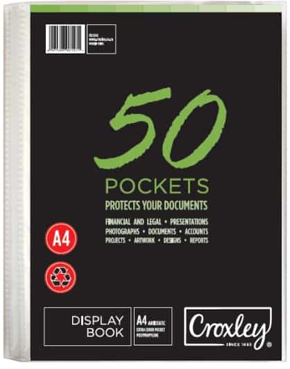 CROXLEY Display File 50 Pocket A4 - Hard Case Cover Each