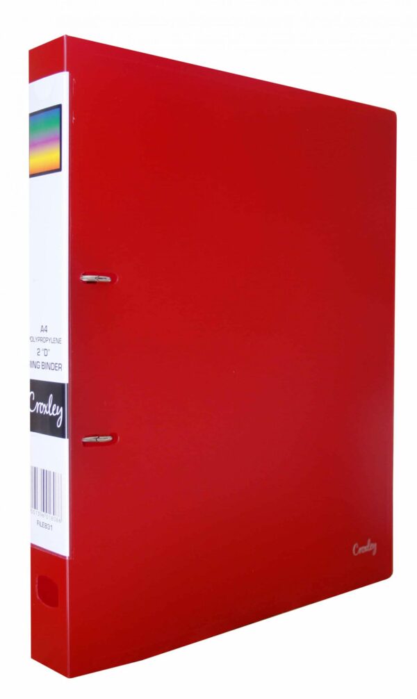 CROXLEY 2D PP Ring Binder Red Each Each