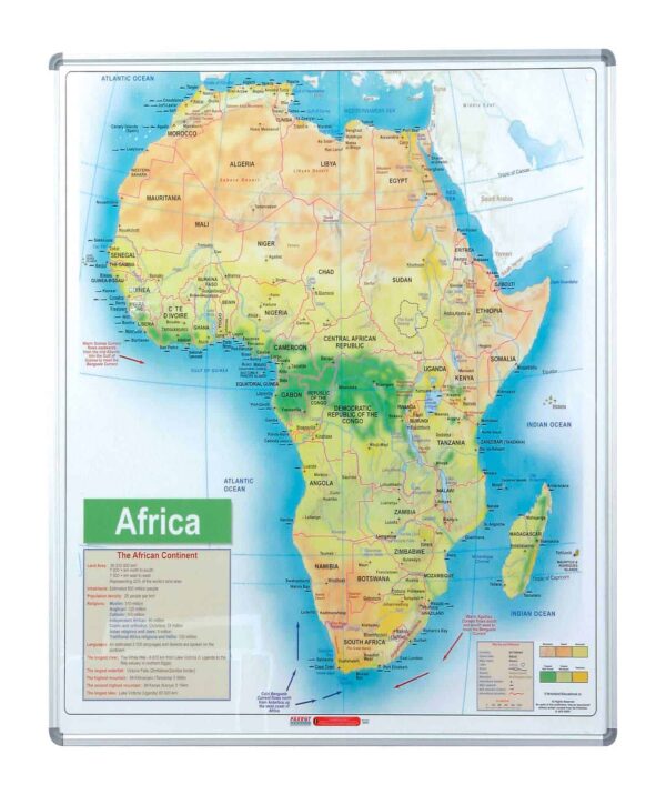 EDU BD MAP AFRICA 1230x920mm MAGNETIC WHITE