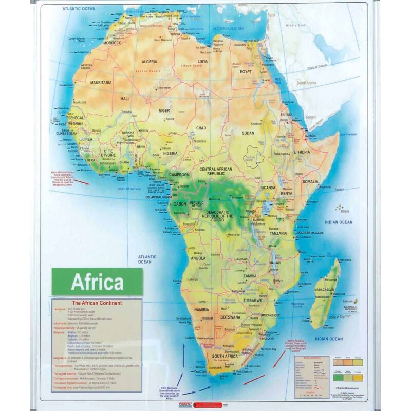 EDU BD MAP AFRICA 1230x920mm MAGNETIC WHITE