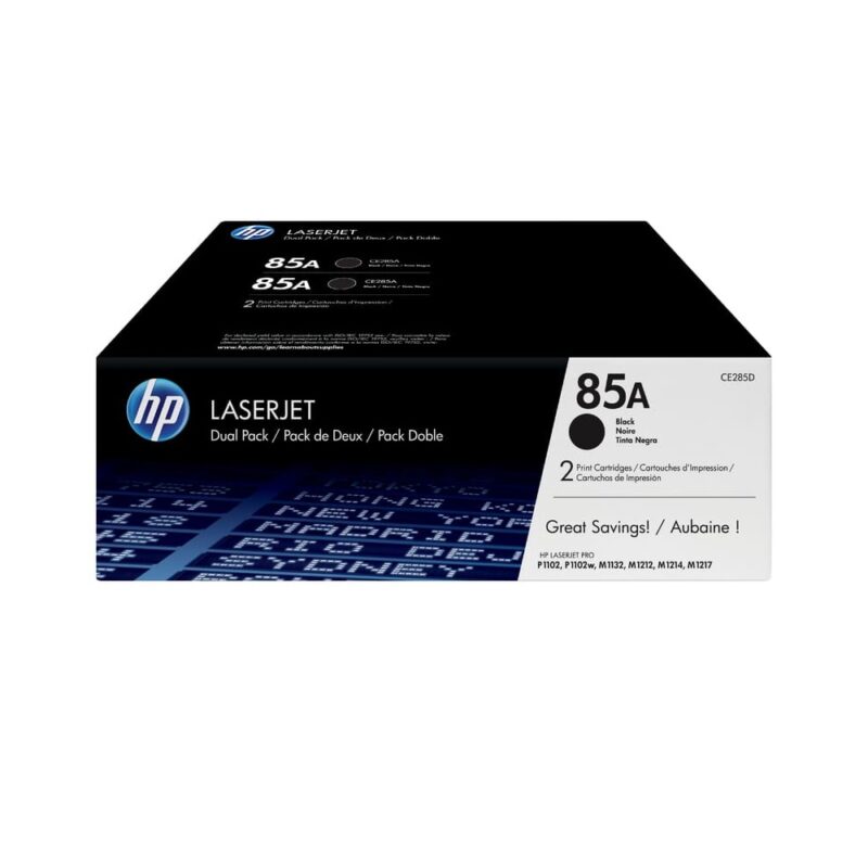 Hpce285d_hp 85a Dual Apck Laserjet Toner Cart - Black