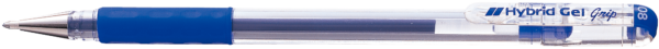 K118 Hybrid Gel Grip 0.8mm Roller Pen Crystal Body with Rubber Grip Blue
