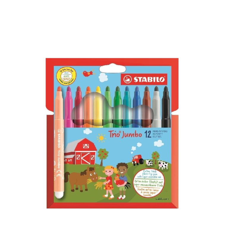 STABILO Trio Jumbo Extra-thick Fibre-tip Pen: Assorted Box 12's
