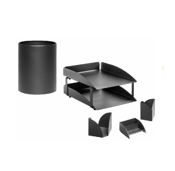 Krost Modern Desk Set Black + Bin