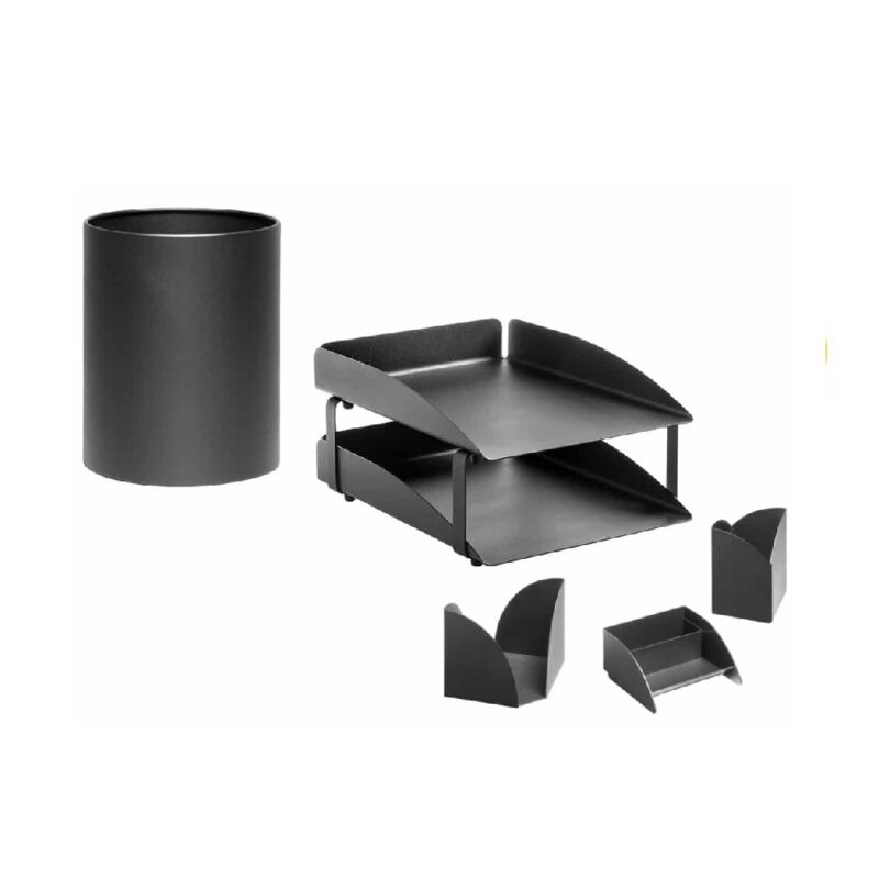 Krost Modern Desk Set Black + Bin