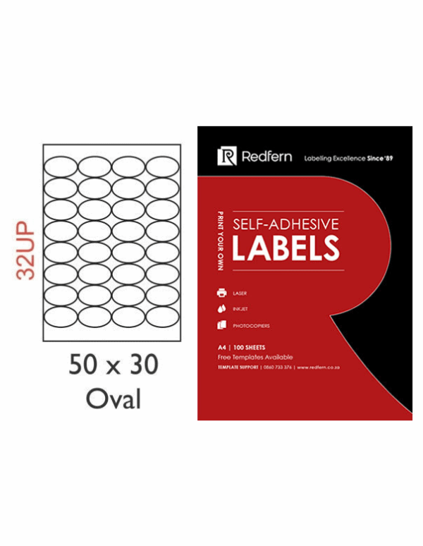 32Up Oval Laser Labels (Redfern) (#9142)
