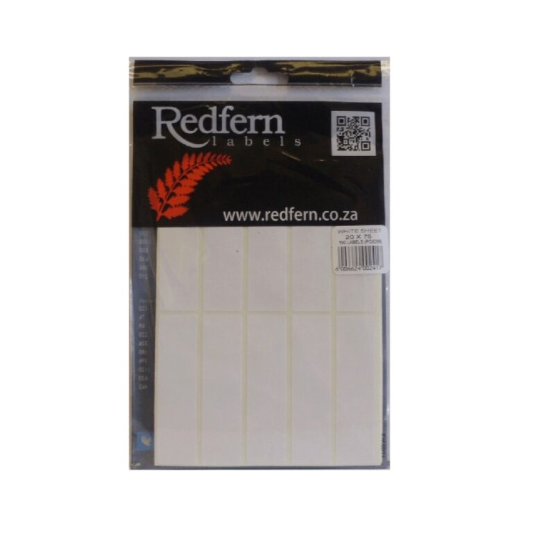 White Sheet Label 20X75