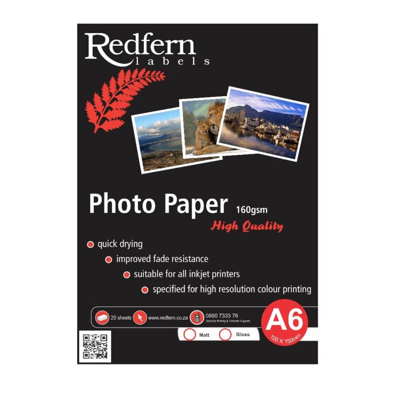 Inkjet Photo Gloss A6 Paper