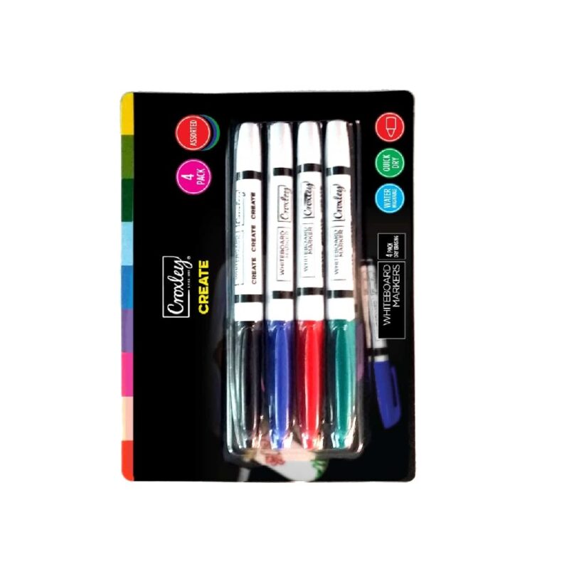 CROXLEY Create Whiteboard Markers Pack of 4 Assorted Colours