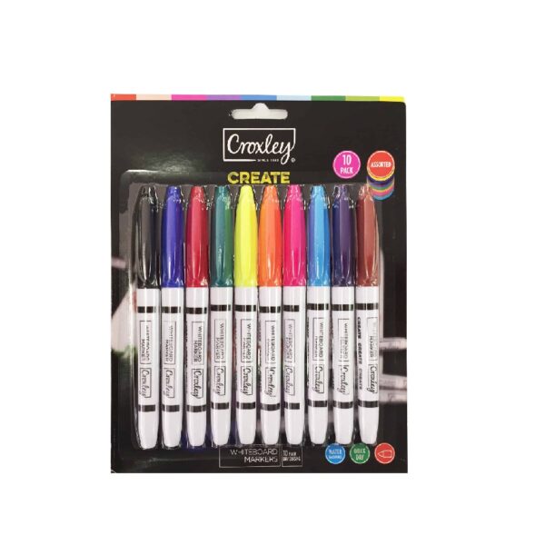 CROXLEY Create Whiteboard Markers Pack of 10 Assorted Colours