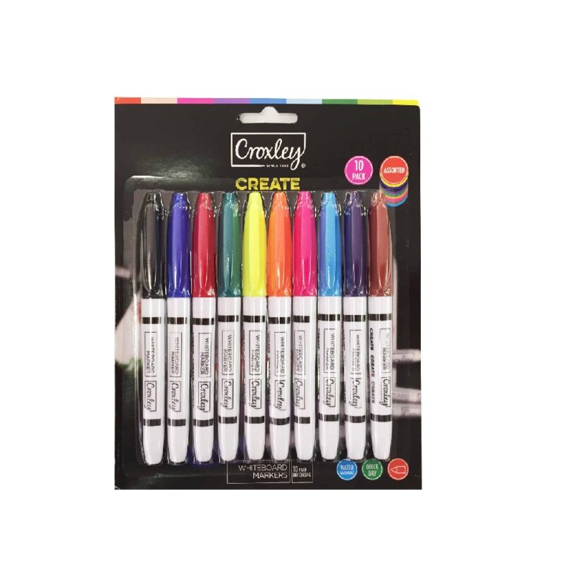 CROXLEY Create Whiteboard Markers Pack of 10 Assorted Colours