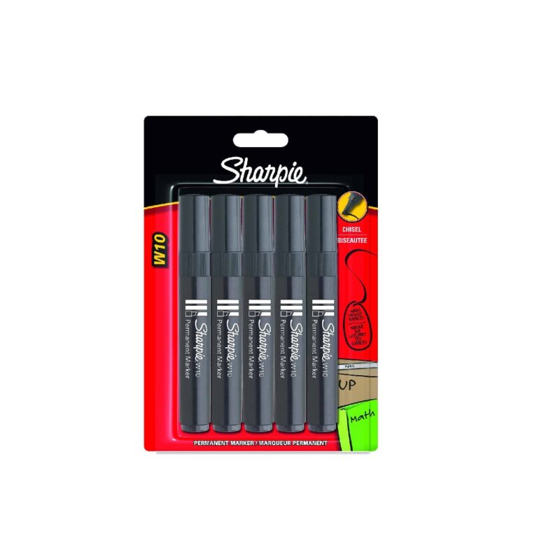 SHARPIE W10 Permanent Marker: Chisel Tip Black Card 5'S