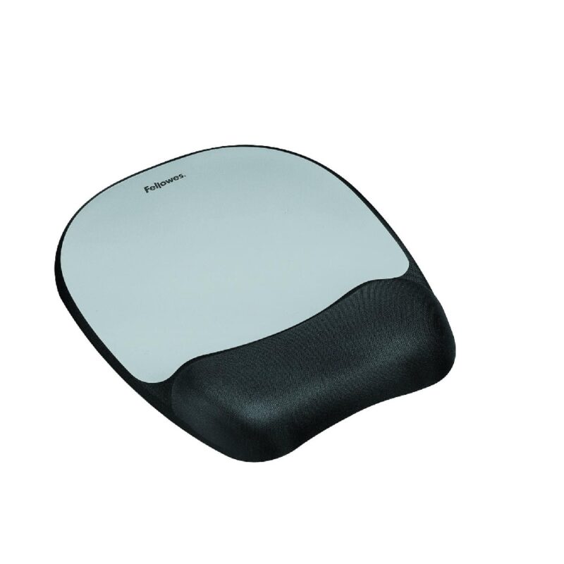 Fellowes Memory Foam Mousepad Wrist Support - Silver Streak