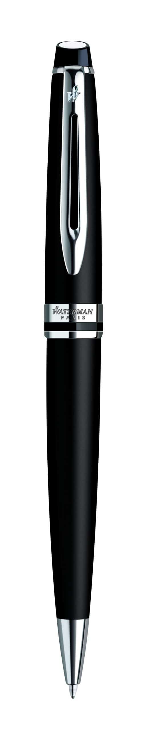 WATERMAN Expert 3 Ball Pen Medium Nib Blue Ink - Matte Black Chrome Trim