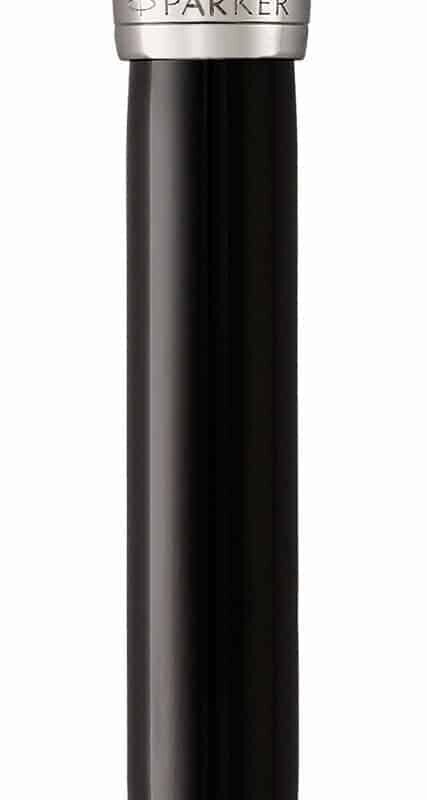 PARKER Duofold Black Chrome Trim Fountain Pen - Medium Nib - Black Ink