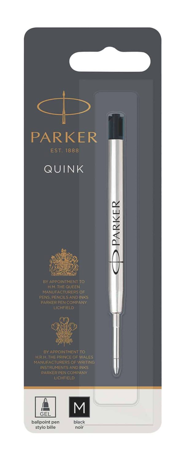 PARKER Quinkflow Ball Pen Gel Refill Medium Nib Box 12 - Black