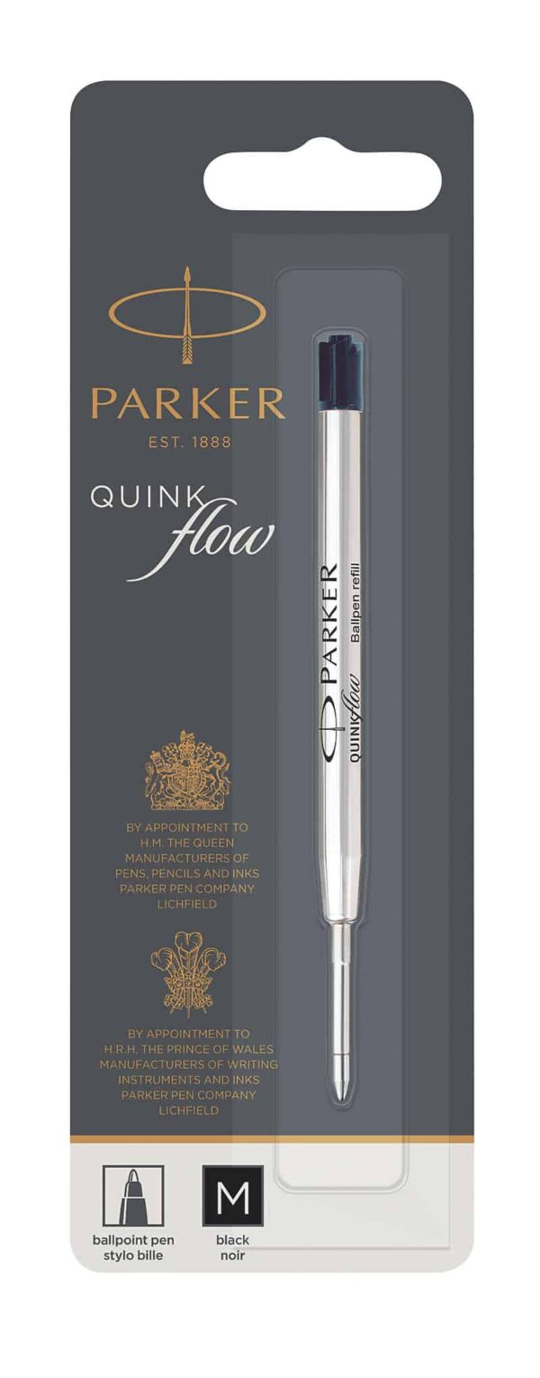 PARKER Quinkflow Ball Pen Refill Medium Nib Box 12 - Black