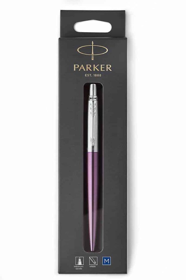 PARKER Jotter Ball Pen Medium Nib Blue Ink Hangsell - Victoria Violet Chrome Trim